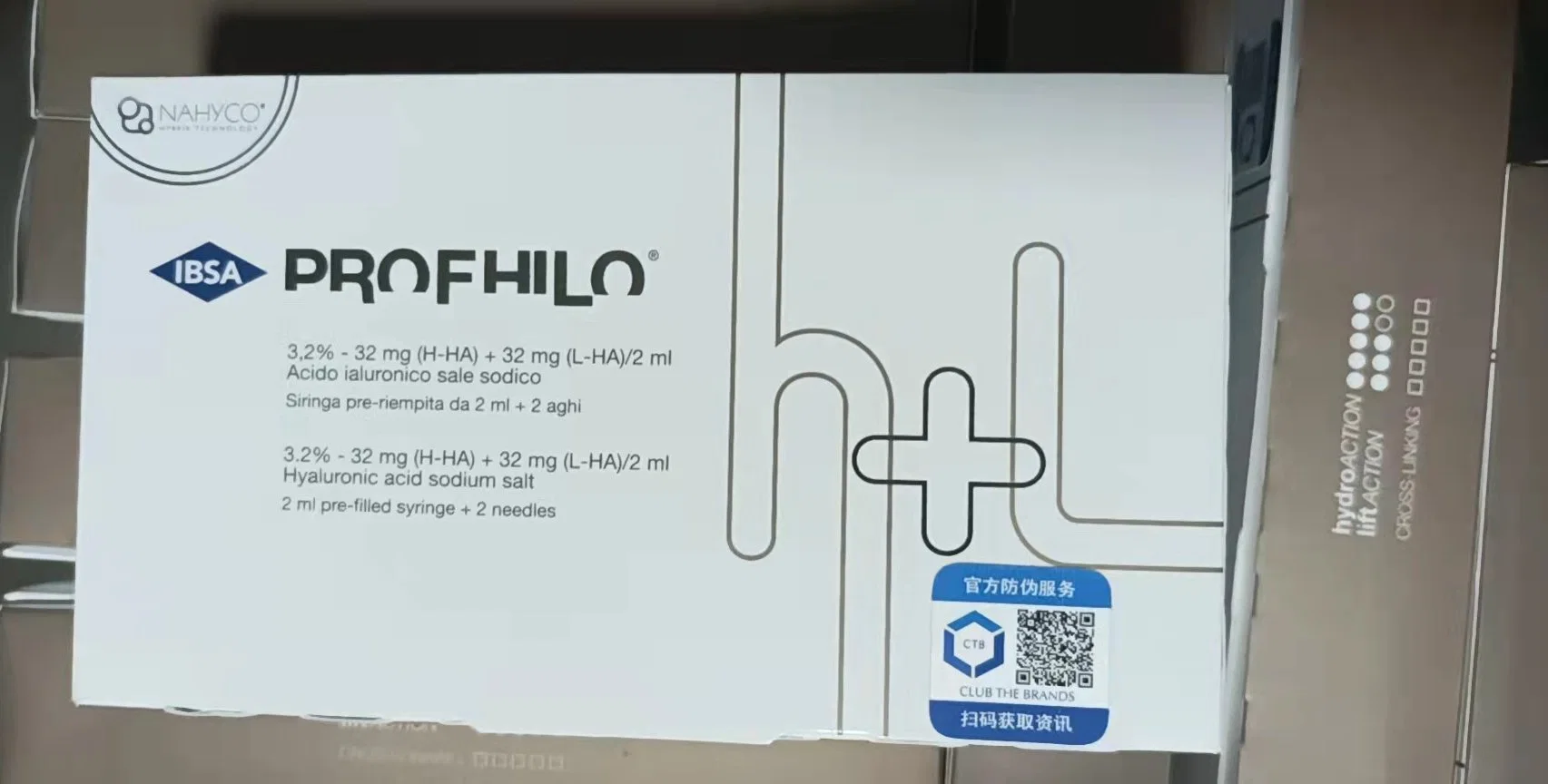 Profhilo Original 64 mg/ml avant et après l'acide hyaluronique Photos critiques face à la levée de l'acide hyaluronique Pur élevé de traitement prêt Nucleofill Pdrn de remplissage de stock