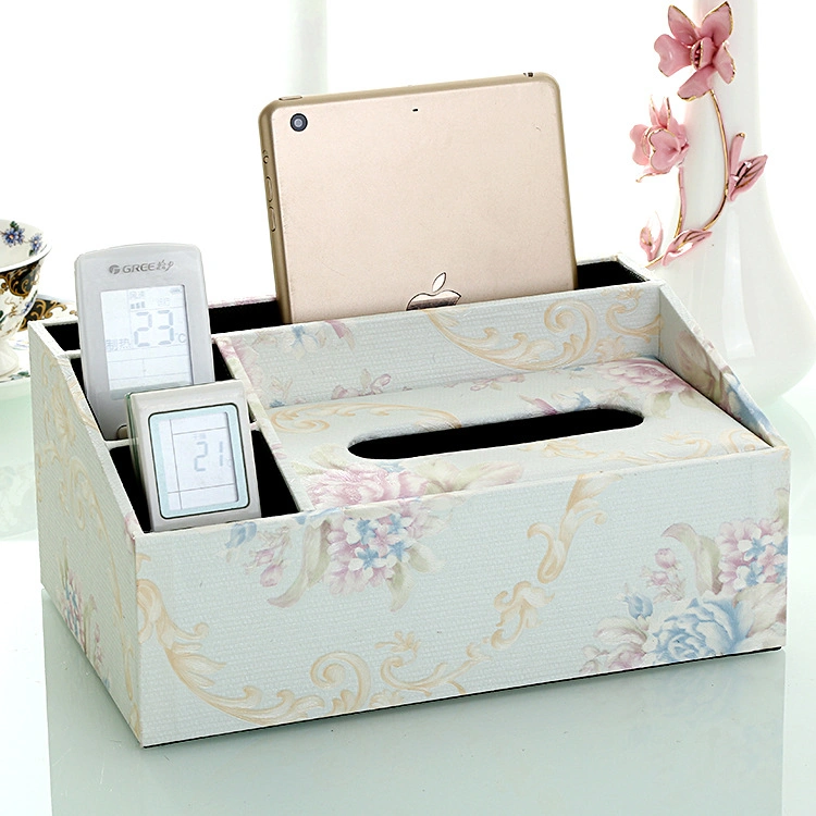 Wholesale/Supplier High quality/High cost performance  Household Multi-Function Storage Box Desk Organizer Leather Tissue Box