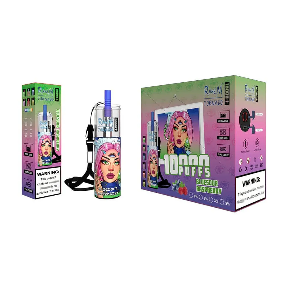 Original Vente en gros Vape stylo fruits saveurs E cigarette sans fumée Randm Tornado 10000 Big Puffs 20 ml Pod rechargeable prérempli rapide Livraison