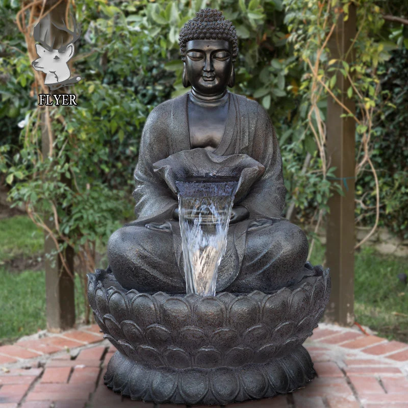 prix d'usine Accueil jardin Pierre blanche eau caractéristique Bouddha fontaine Fontaines d'eau de la statue de Bouddha en marbre