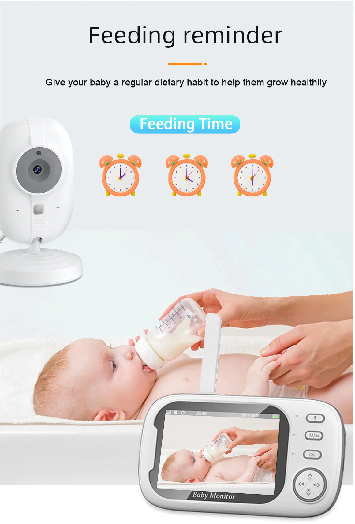 Abm600 3.5inch Video Baby Monitor Wireless Wide Angle Lens Night Vision Security Baby Watching Camera