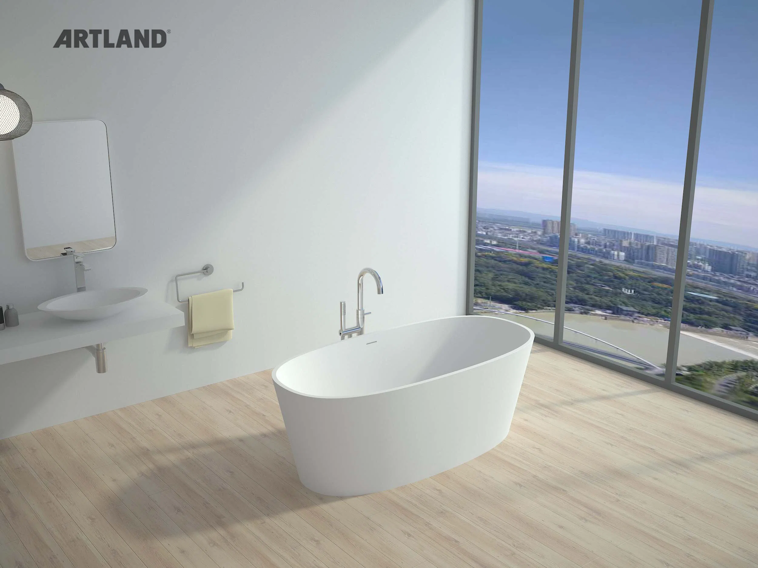 Cupc European Oval Designer فندق شعبي عادي سطح صلب أكريليك حوض استحمام مصنوع من الراتينج