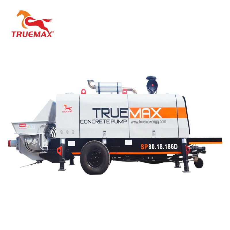 Hot Selling Machine Truemax Concrete Machinery Sp80.18.186D Stationary Hydraulic Putzmeister Diesel Cement Trailer Concrete Pump