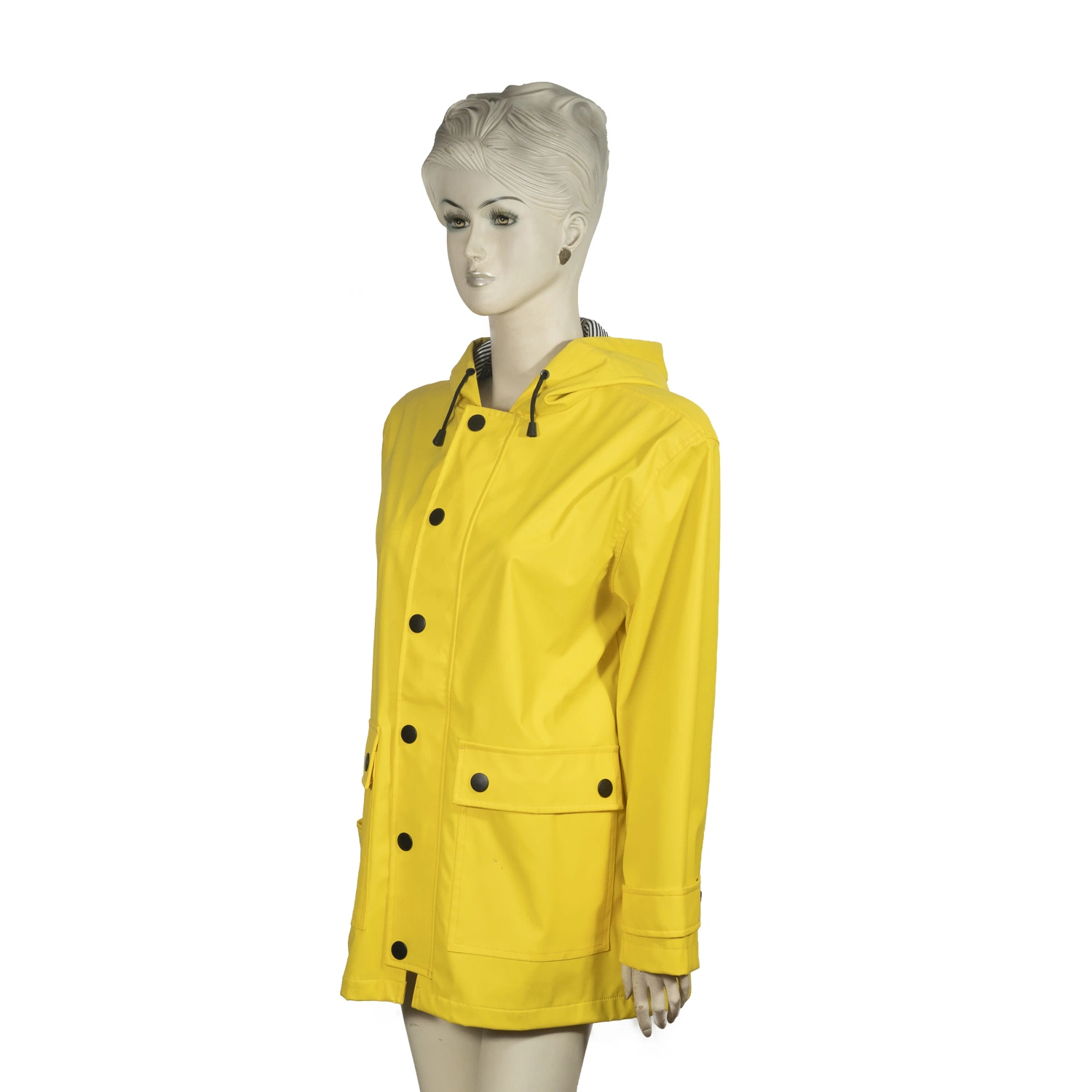 Exterior impermeable con Capucha Capas de Trinchera de la mujer impermeables anorak campera de lluvia Chaqueta PU