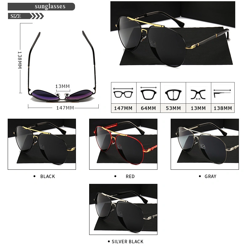 الجملة عالية الجودة الشعار المخصص UV400 ليلة القيادة جسر الرياضة إطار معدني 2023 رجل العلامة التجارية أزياء نظارات شمسية