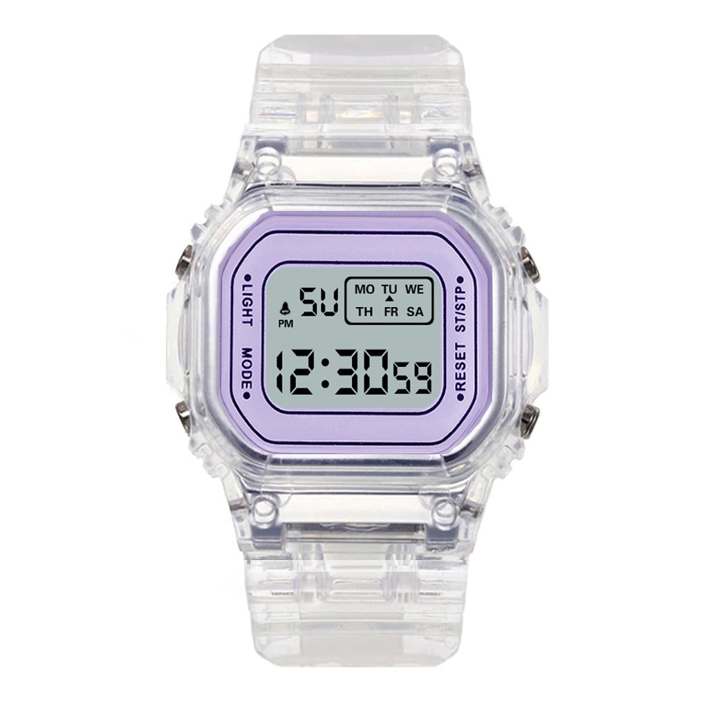 Luminous Alarm Clock Sports Waterproof Multifunctional Transparent Square LED Watch