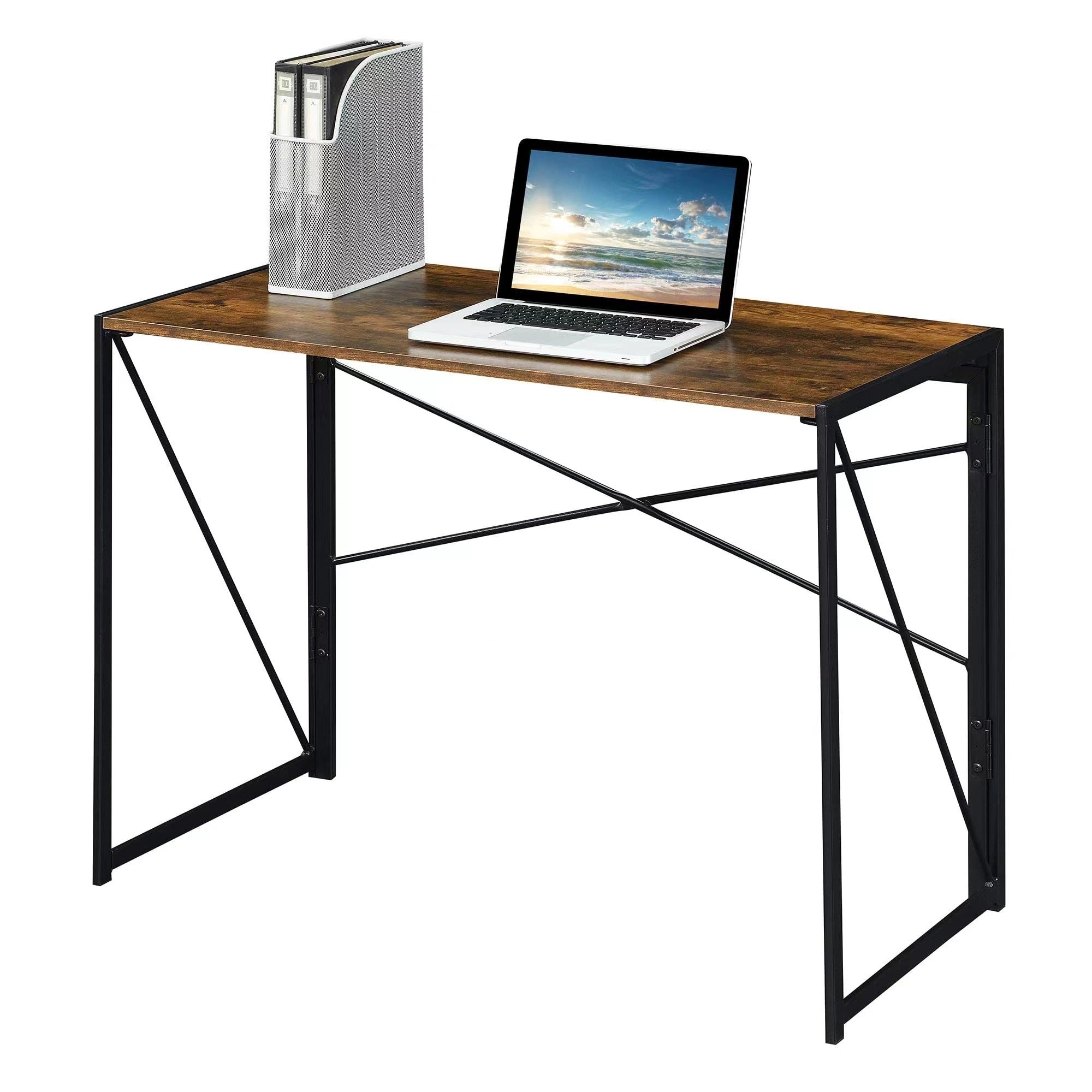 New Arrival Office Furniture Convenience Concepts Xtra Barnwood Folding Desk with Metal Leg