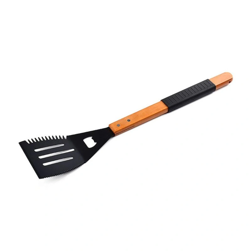 Schwarze Beschichtung Edelstahl 3 Stück-Set Antihaft BBQ Tool Set mit Holzgriff