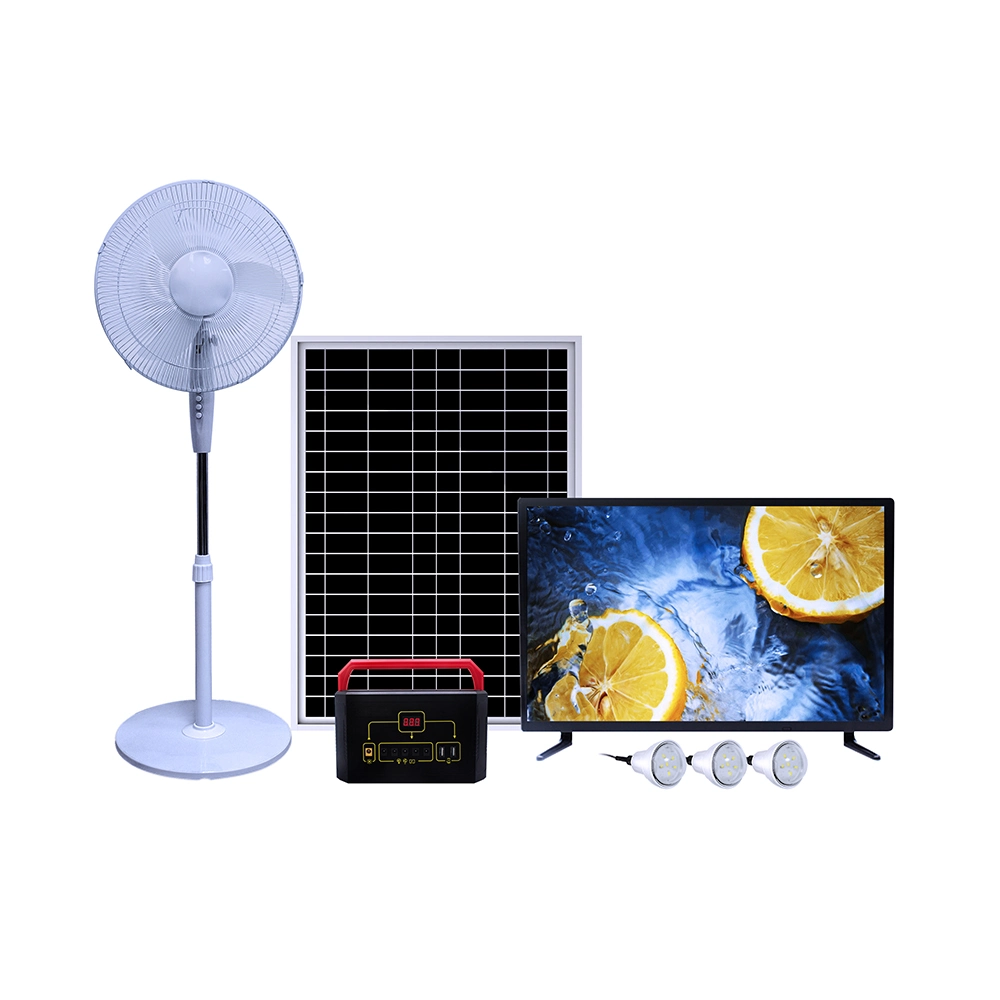 Portable off Grid Solar Energy Home Power System with 80W Big Solar Panel and Fans TV