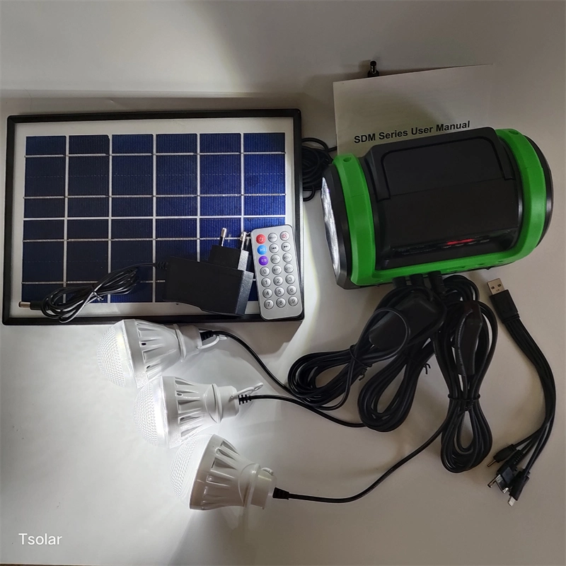 Tragbares Aufladen Wiederaufladbare Haus Energie Beleuchtung System Kit Solar Lights Innenraumglühanlage mit Radio und Musik