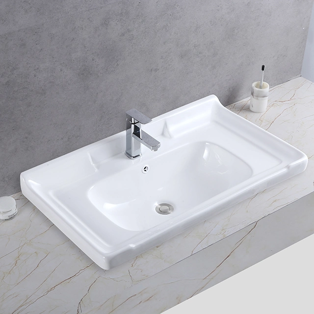 Factory Wholesale Ceramic Bathroom Basin Vanity Cabinets Rectangle Cabinet Wash Basin