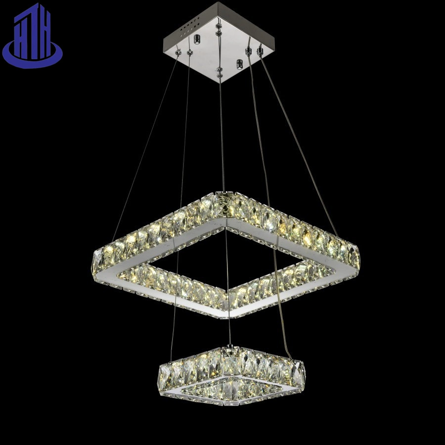 Square enfriar el lujo moderno 9K Colgante lámpara de araña de techo de cristal LÁMPARA DE LED (9034)