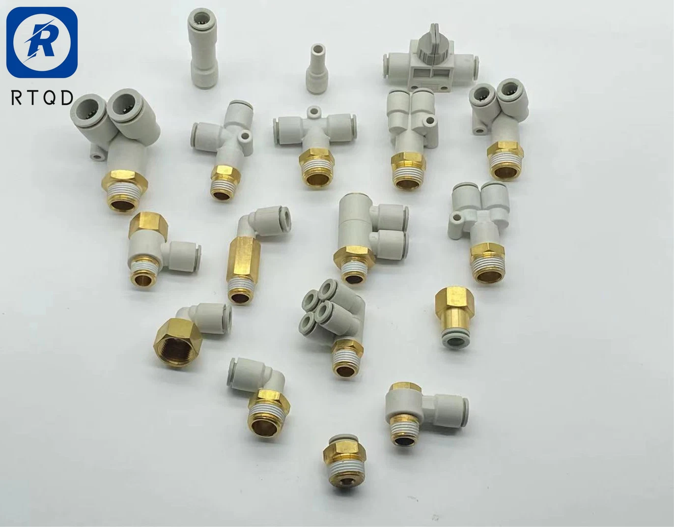 Pneumatic Fitting Quick Connector White Button PC Tracheal Quick-Insertion Straight Through Threaded Joint Kq2c