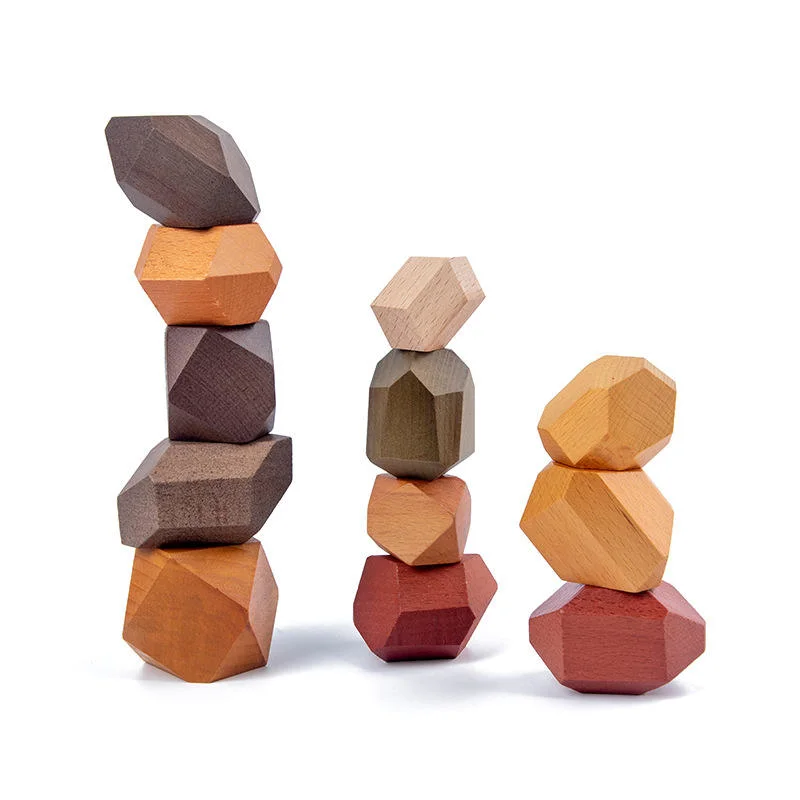 Продажа набор деревянных скал Деревянные Stacking Balance Toy Balancing Rock Блоки Учебные игрушки Детские деревянные блоки набор Стоун