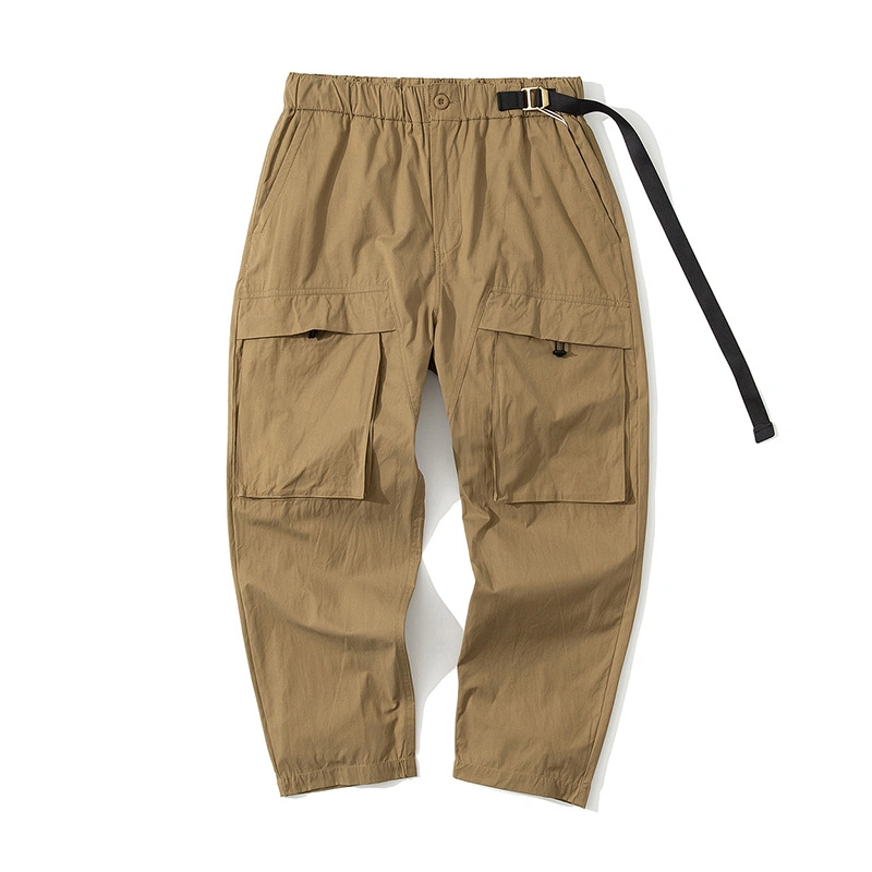 Mens Drawstring mezcla de algodón transpirable Pant Pantalón Cargo Pantalones de trabajo