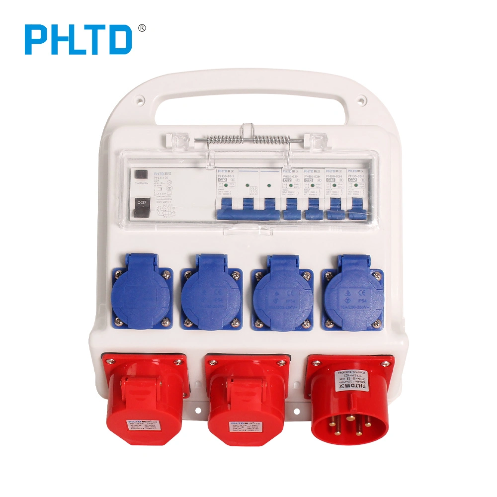 Phltd Waterproof 3 Phase Portable Power Socket Box Compliant with European Standard, with The Socket and Circuit Breaker