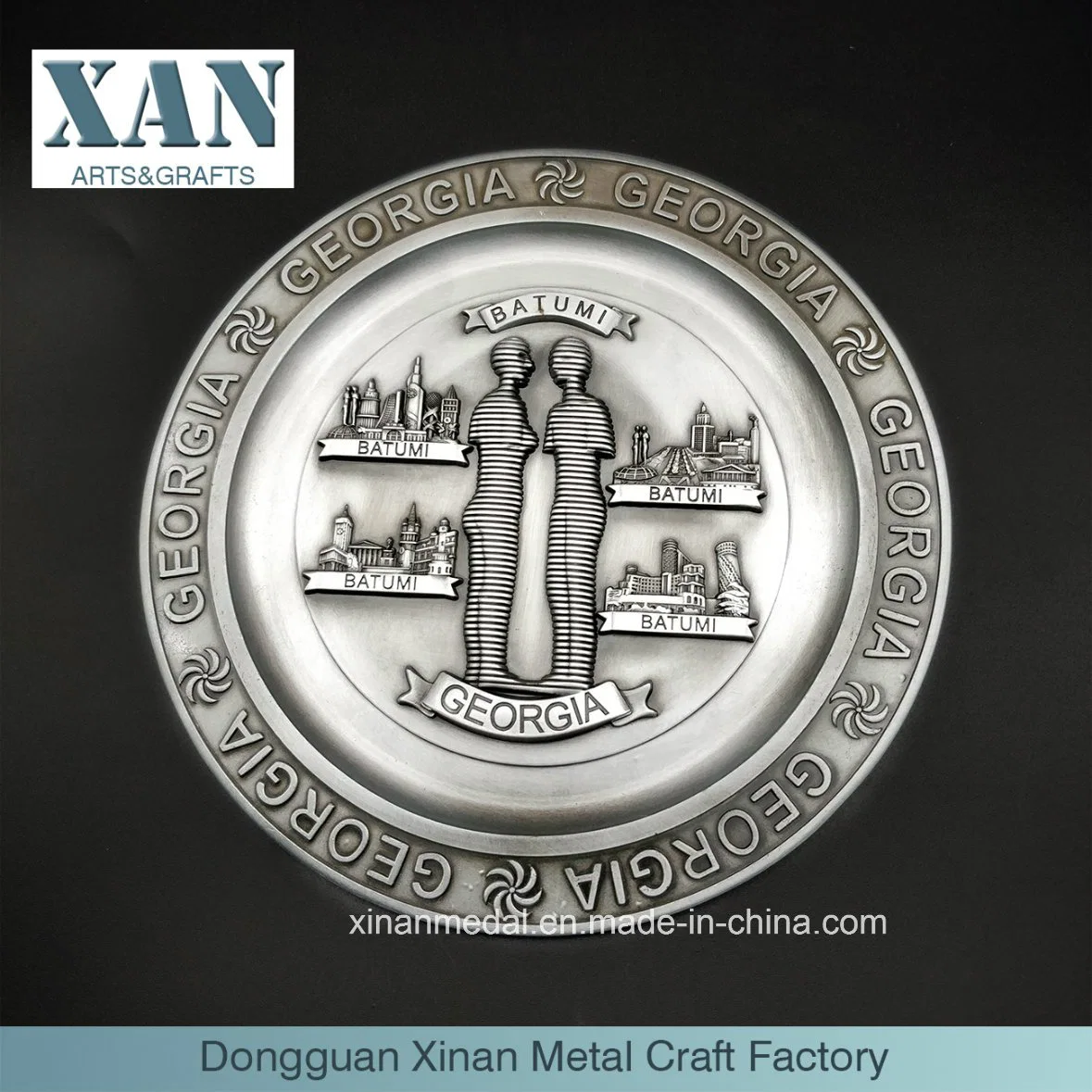 Custom-Supplied 3D Nickel-Plated White Enamel Souvenir Plate