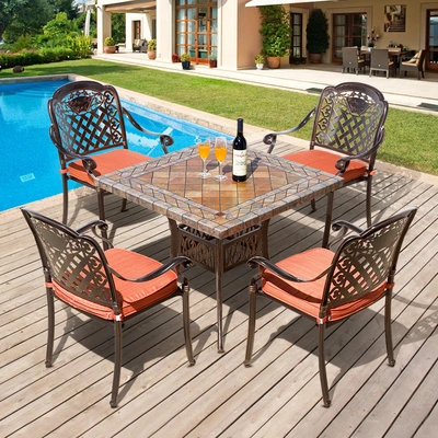 Outdoor Cast Aluminum Table Combination European Villa Garden Furniture Leisure Table Chair