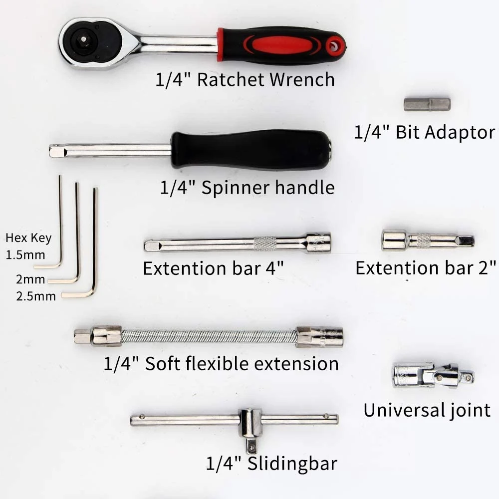 Wheel Wrench Sleeve Bit Combination Tool Kit 215PCS 1/4", 3/8", 1/2" Dr. Socket Set (48160019)