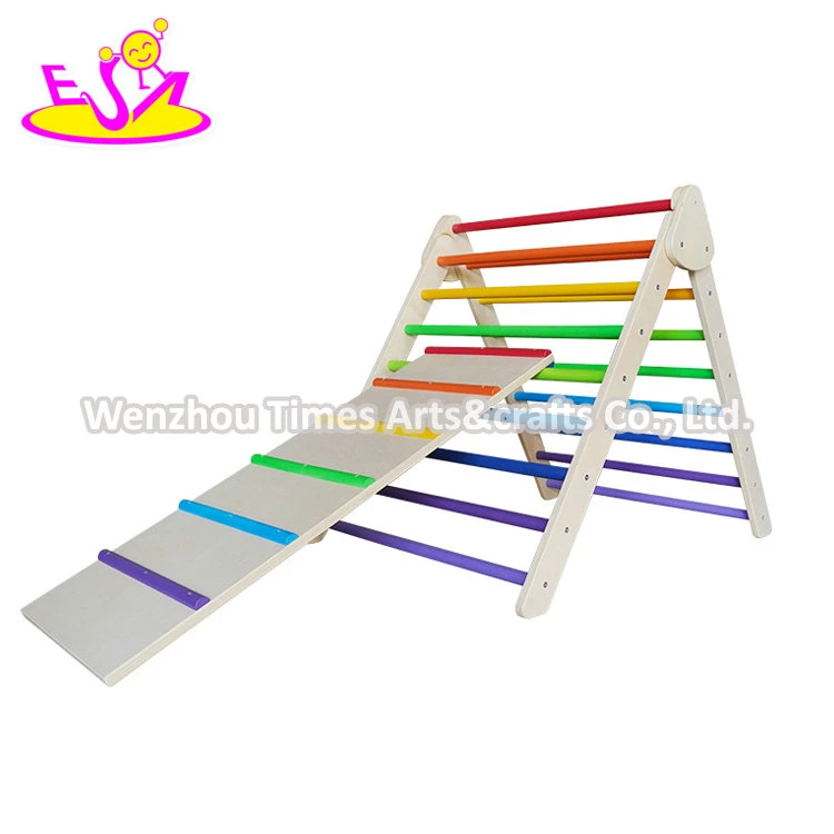 Indoor Playground Wooden Climbing Triangle Set with Ladder W01f050