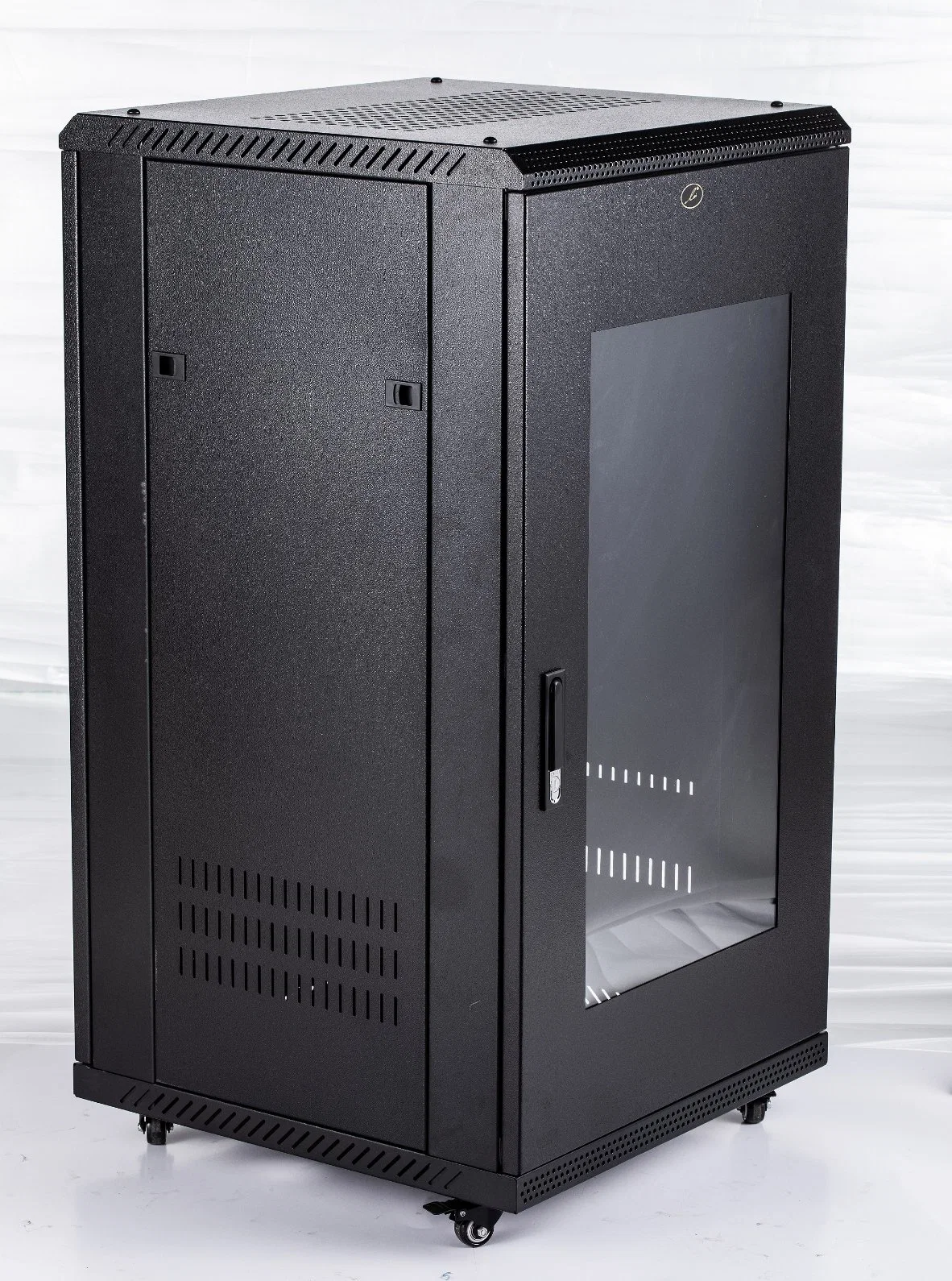 Glass Door Steel Body 19'' Floor Standing 22u Network Server Rack Data Cabinet