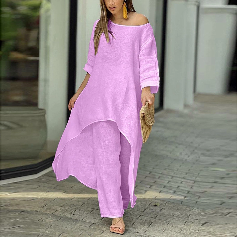 Hot Sale Beach Maxi Set Women Office Elegant Trendy Style Folds Long Sleeve Set