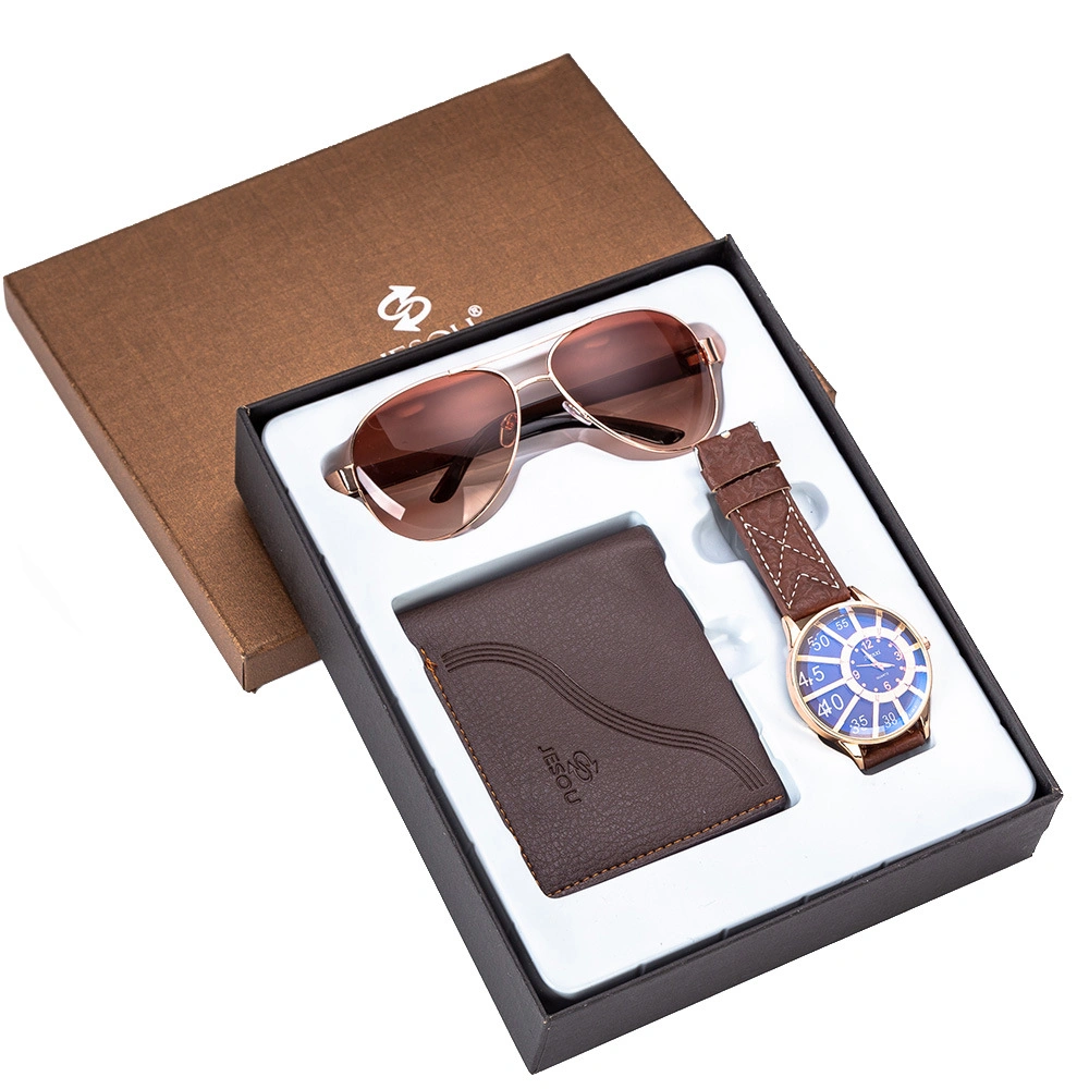 Los dones de los hombres bellos Relojes Hombres Set Set de Regalo gafas de sol billetera