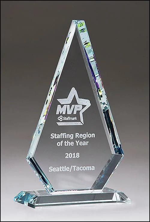 Diamond Series Crystal Glass Award Trophy Blank Trophy Plaque with Prism-Effect Top