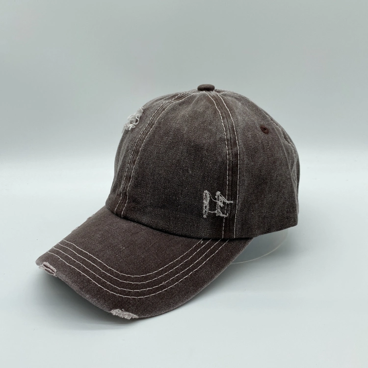 Headwear Buckled Closure 6 Panel Baseball Cap Factory Metal Dongguan 6-Panel Hat Embroidered 100% Cotton Unisex Common Adults