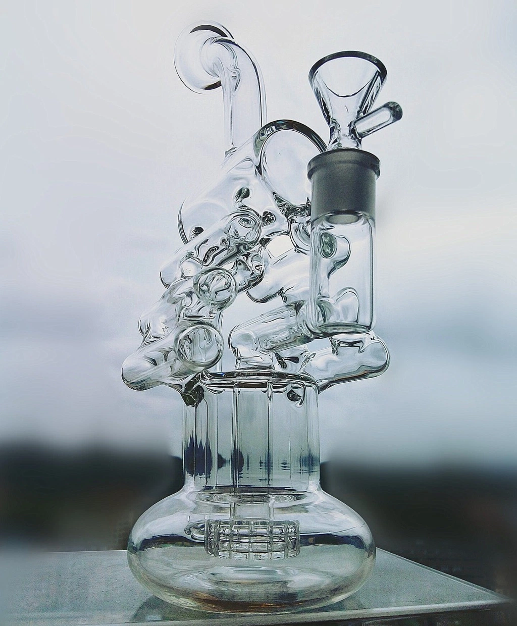 Lastet Design Borosilicate Pyrex House Shape Recycler Glass Smoking Water Pipe