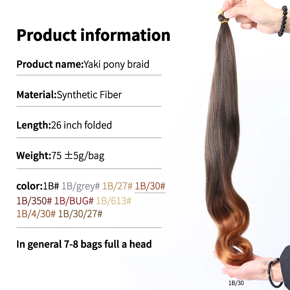 Nuevo estilo de cabello sintético trenzado Yaki Pony 80 g de Crochet trenza de pelo de colores Hair Extension para mujeres