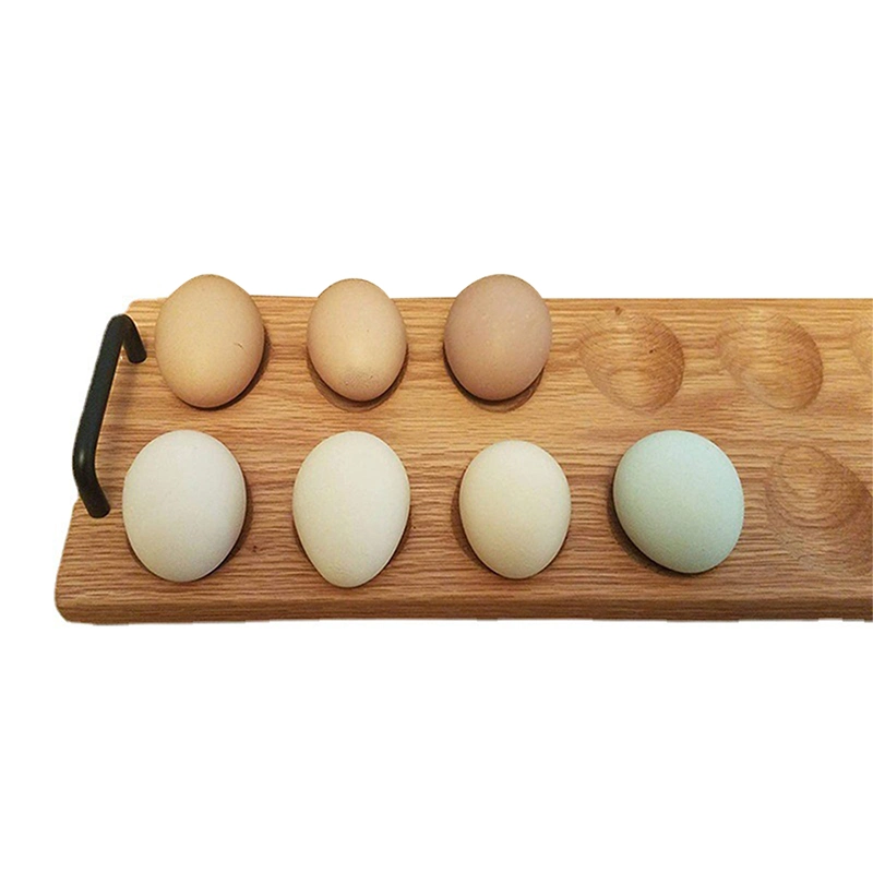 Aveco 16 PCS Creative Nature Color Storage Individual Hole Wooden Egg Tray with Handle and High Bottom Feet