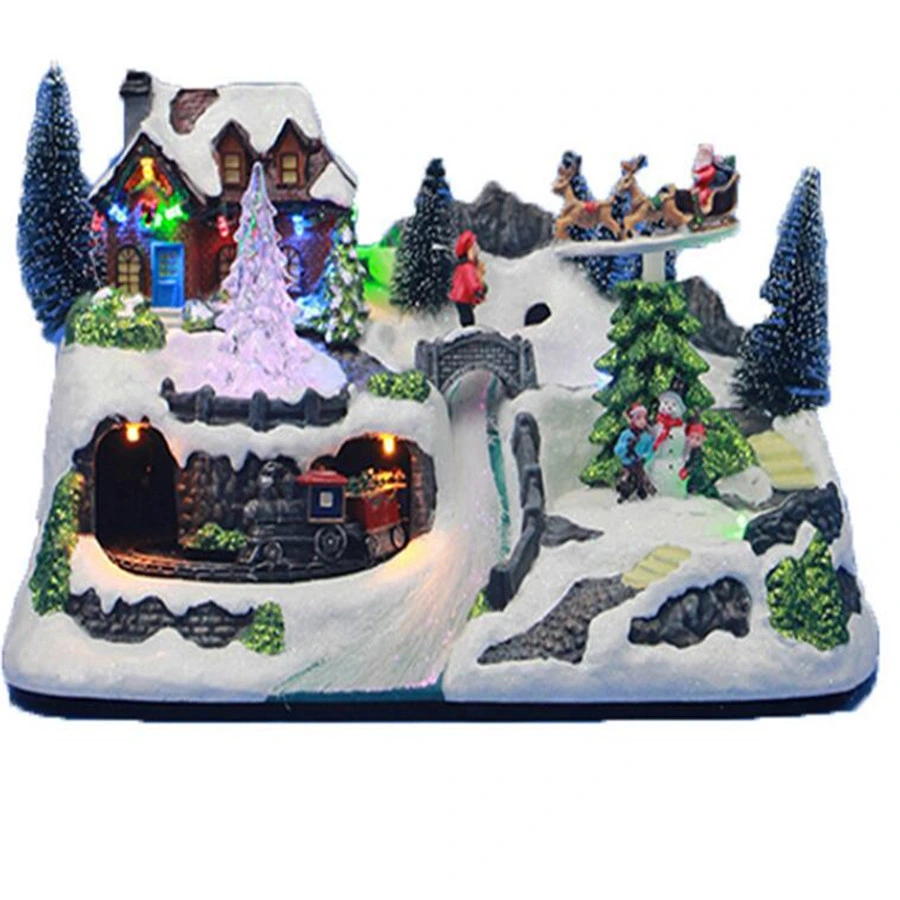 Casa LED de Navidad de Polyresin con Santa Kids Xmas Village