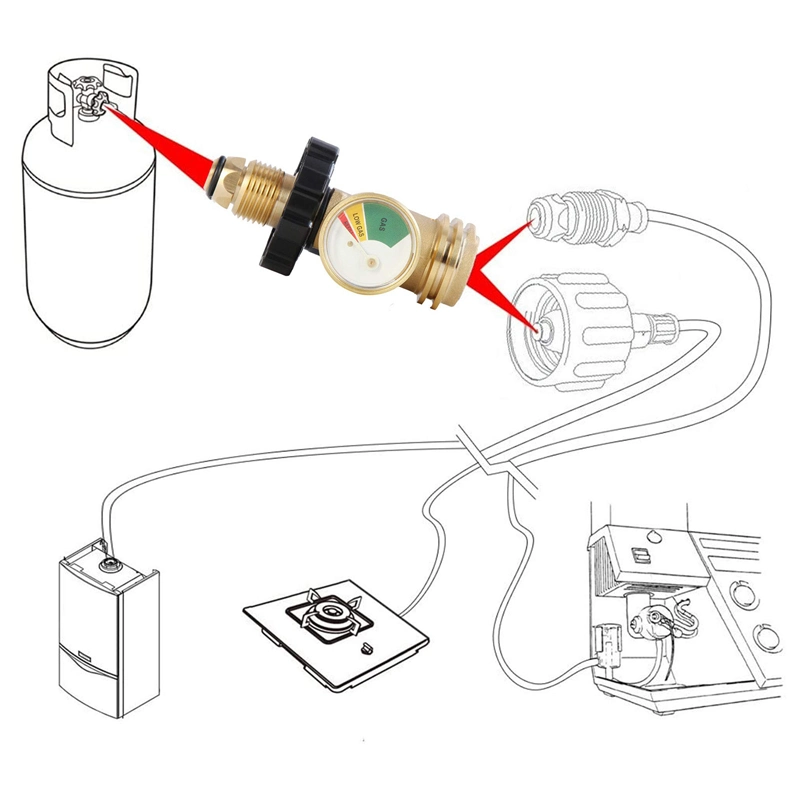 Convertit l'adaptateur de réservoirs de propane Butane Pol Lp en un grill à gaz propane Qcc1/Type1 avec jauge.