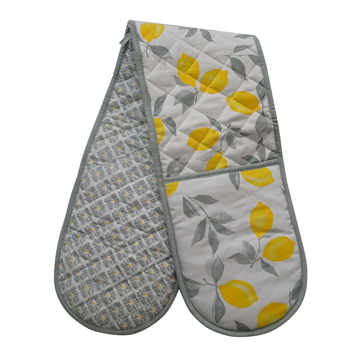 Lemon Double Oven Mitt Heat Resistant Non-Slip Kitchen Gloves Extra Long for Cooking Baking Barbecue Grilling Double Oven Glove