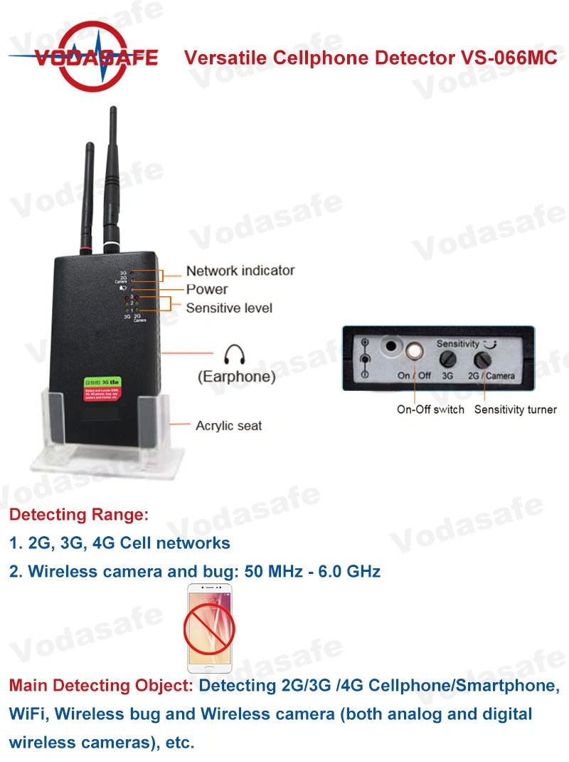 La señal de RF Detectorvs Min-Versatile celular celular Scrambler, Detector 2G, 3G, 4G de la señal de celular, las señales del dispositivo bloqueador Jammer