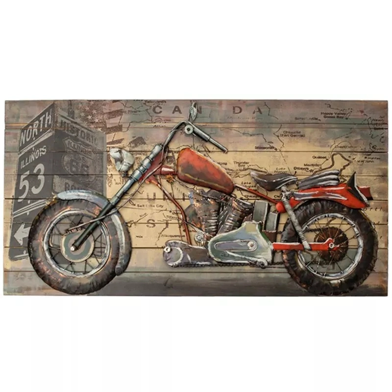 Vancy Arts 3D Grand mur Art Métal moto Handicraft Hammered Métal galvanisé peint à la main prêt à accrocher mur en métal 3D Art