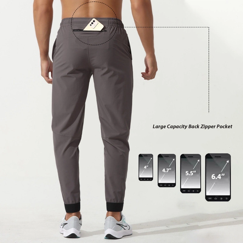 Premium Men&prime; S Jogger Pants with 3 Pockets Lightweight Athletic Jogging Pants Quick Dry Running Hiking Pants Workout Joggers Tapered Sweatpants