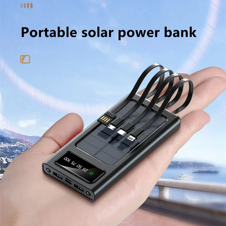 20000mAh Portable Fast Charge Solar Power Bank Digital Display LED Flashlight