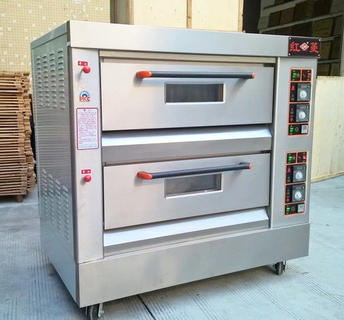 Bakery Equipment 2-Deck 4-Tray Gas Pizza Oven Baking Machine Food Machinery Food Bakery Kitchen Equipment