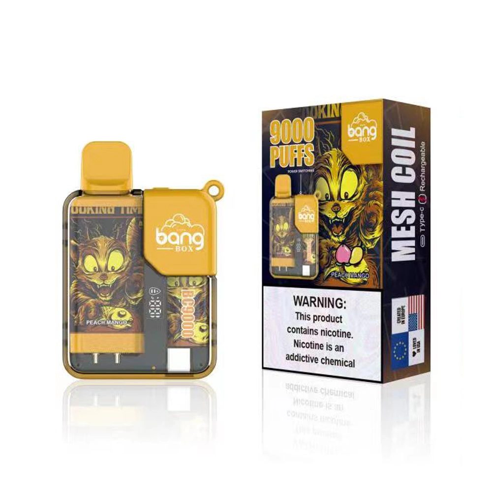 Original Bang Box 9000 Puffs Plus E Cigarette desechable VAPE Puffbar Mesh Coil16ml 550mAh batería precargada E sigarette Ecig Randm Tornado 9K Puffs