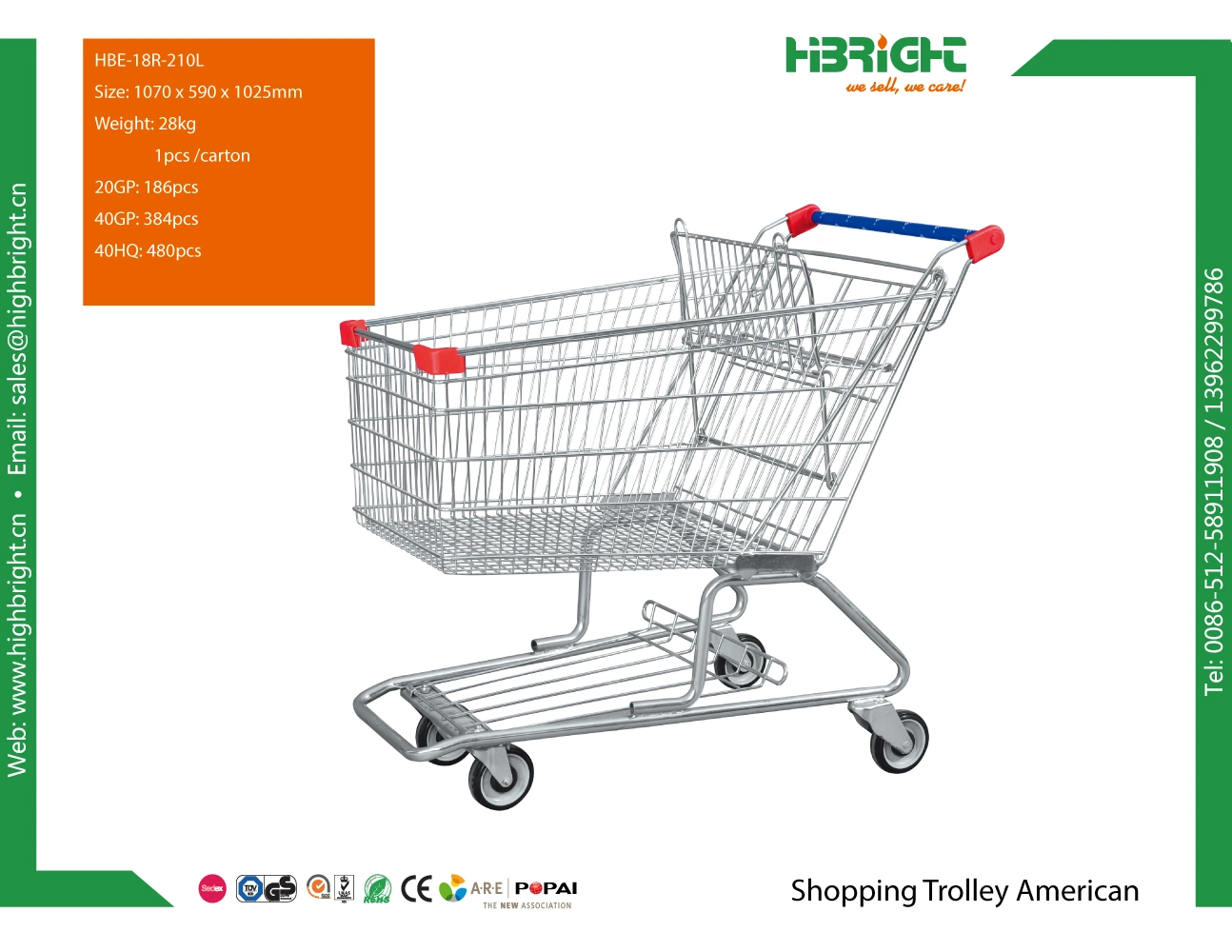 Small Volum Supermarket Shopping Cart