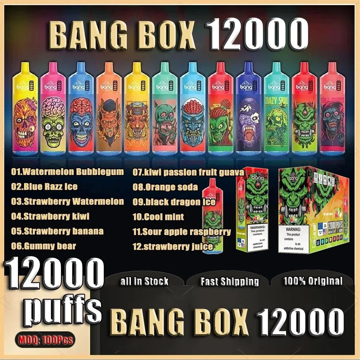 20ml Typ-C Akku Bang Box 12000 12K Puffs Plus Großhandel Einweg Vape Pen Ecig