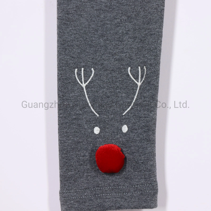 Christmas Rudolph Deer Embroidery Winter Baby Kids Girls Leggings Wholesale/Supplier