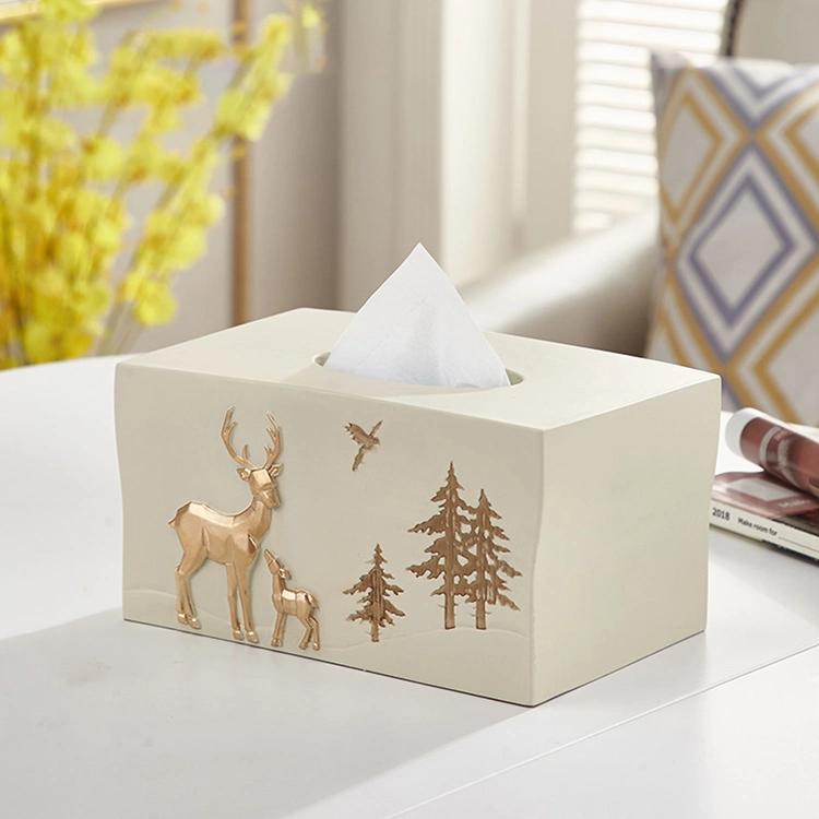 Home Decoration Polyresin Animal Sculpture Tissue Box