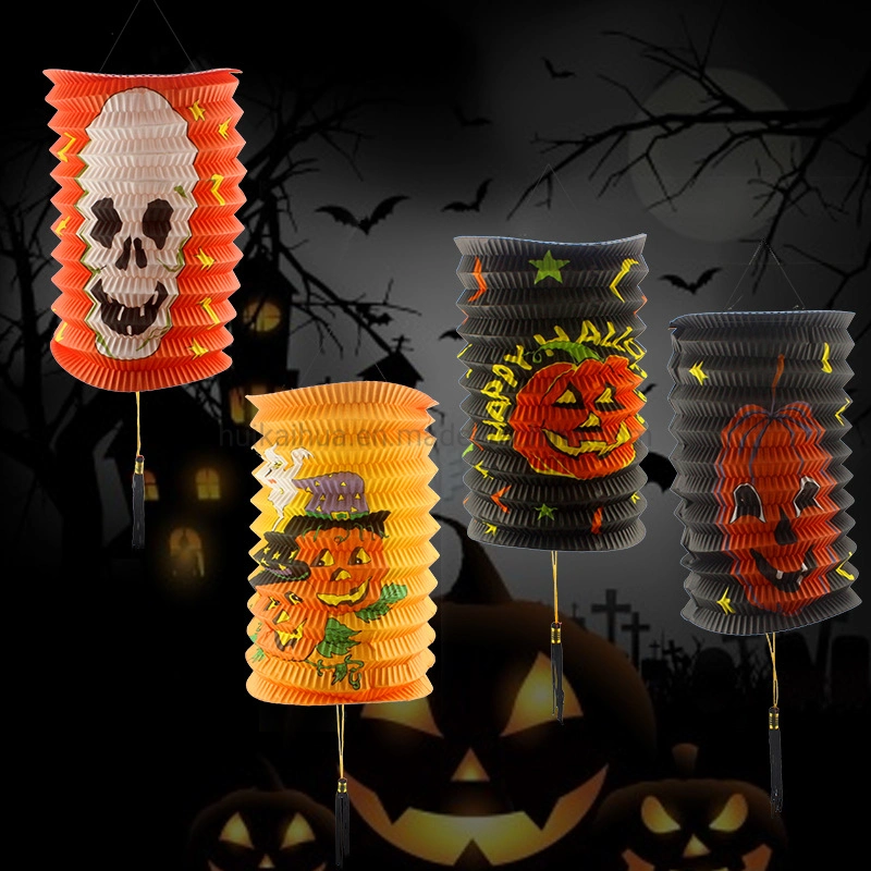 Halloween Party Decoration Children Play Hanging Cylinder Accordion Paper Lantern