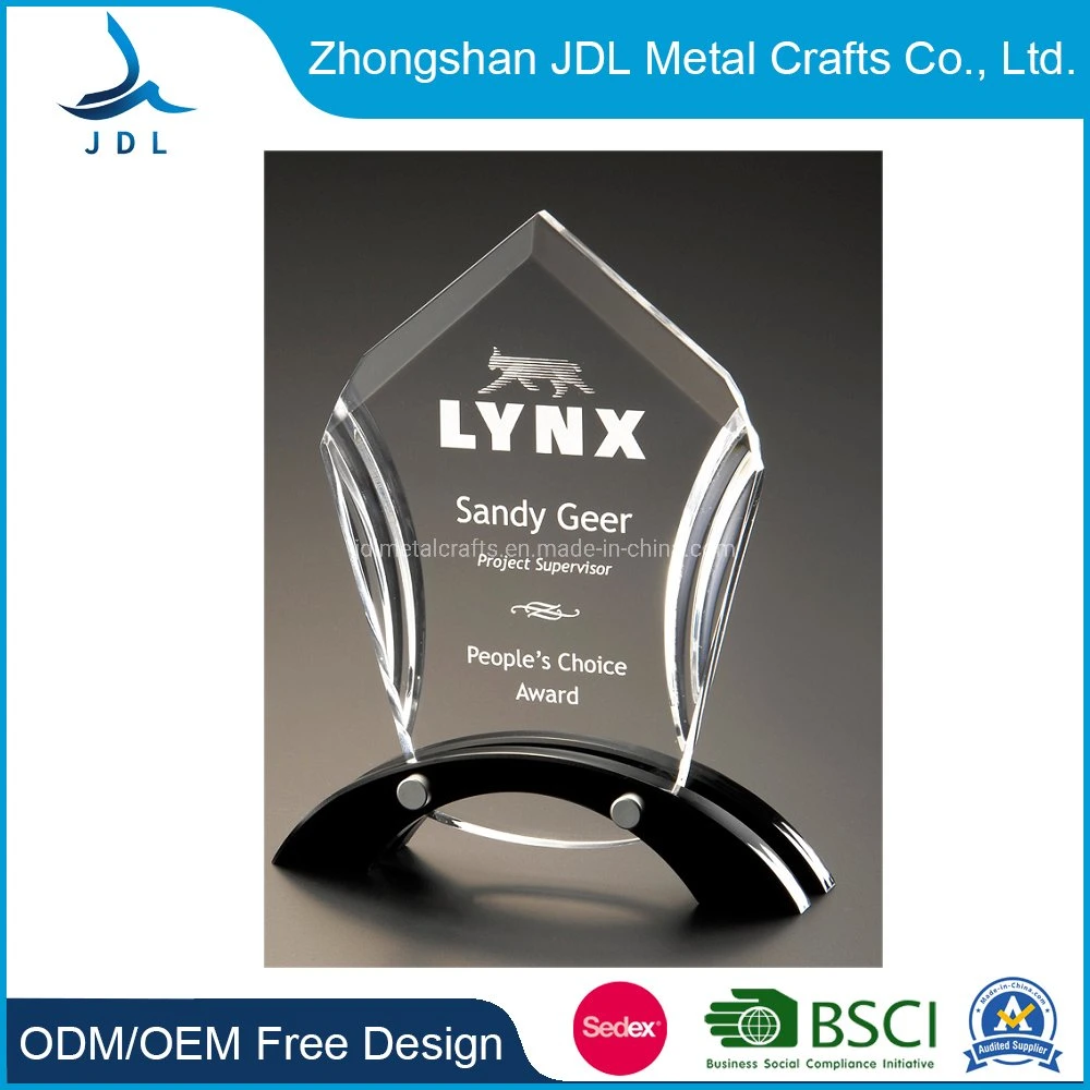 Free Sample Cheap Crystal Gift Acrylic Resin Glass Trophy with Metal Star Shape Trophy