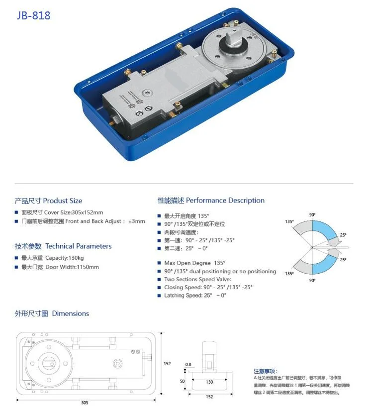 Heavy Weight High quality/High cost performance Door Hinge Floor Spring