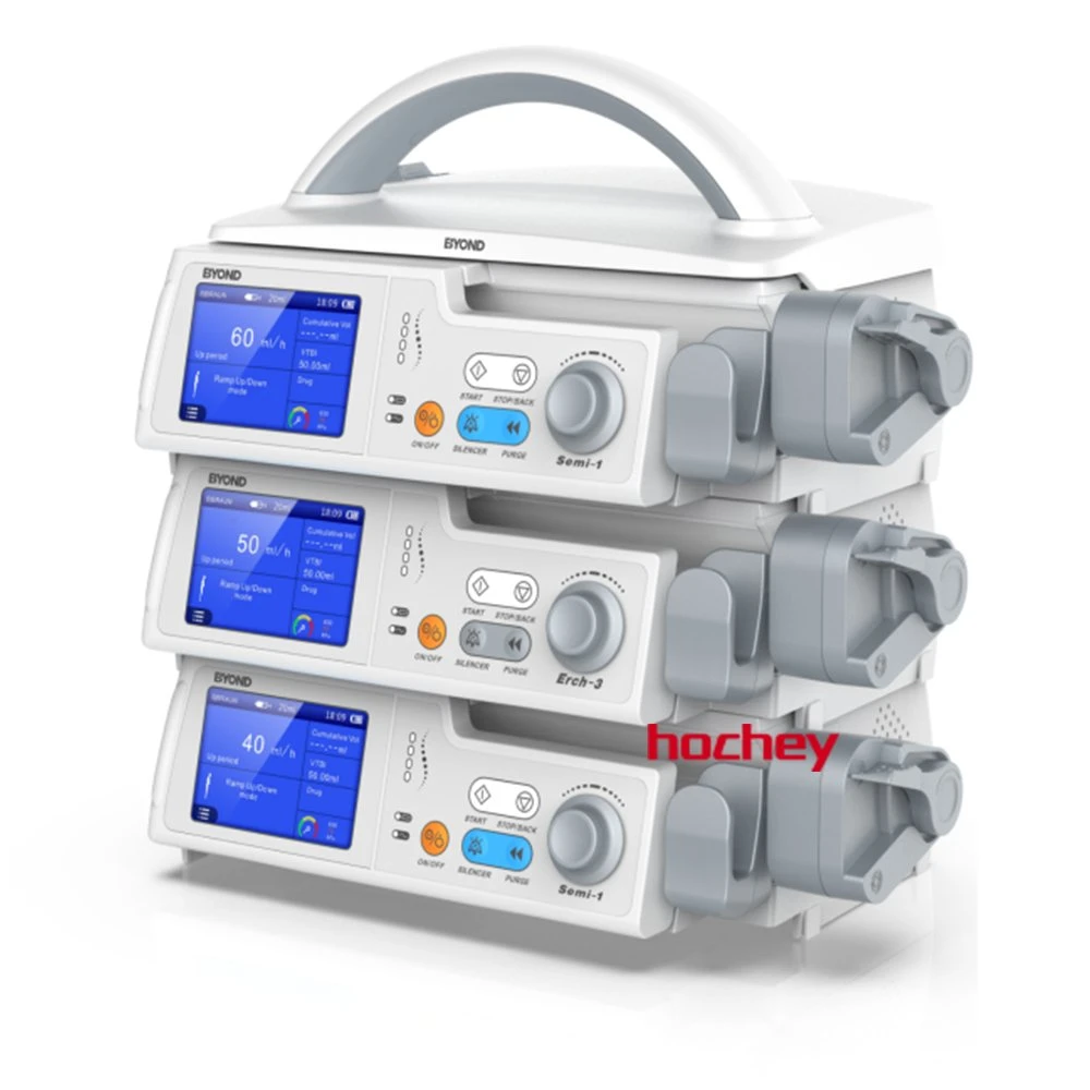 Hochey Medical CE Certificated Automatic ICU Hospital Equipment Electric Enclosure Portable Dual CPU Injection Infusion Syringe Pump