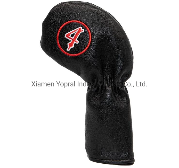 Factory Price Embroidery Logo Black Premium PU Leather Headcovers Golf Club Iron Head Cover